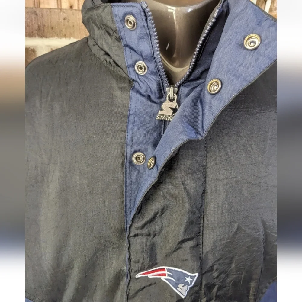 New England Patriots Starter NFL XL 1/2 Zip Puffer Pullover Jacket Excellent A+ - Picture 2 of 16